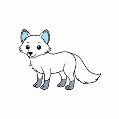 Out line vector cute Arctic Fox cartoon vector illustration