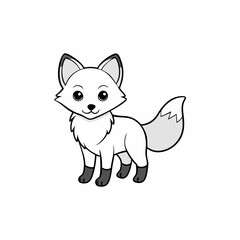 Out line vector cute Arctic Fox cartoon vector illustration