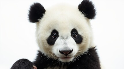 Fototapeta premium Close-up Portrait of a Panda on White Background