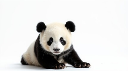 Fototapeta premium Close-Up Portrait of a Panda on White Background