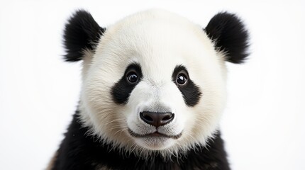 Fototapeta premium Close-Up Portrait of a Panda on White Background
