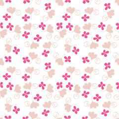 Cute hand drawn floral seamless pattern background