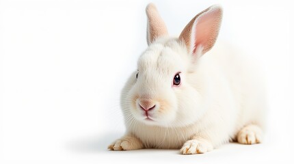 Obraz premium Close-up Portrait of a Rabbit on White Background