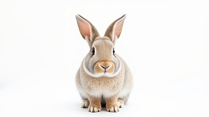 Obraz premium Close-up Portrait of a Rabbit on White Background