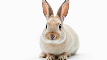Obraz premium Detailed Close-up Portrait of a Rabbit on White Background