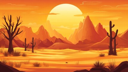 Dramatic Golden Hour in a Desert Landscape