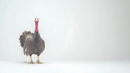 A Single Domestic Turkey Stands Against White Background