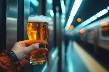 Craft beer tasting at a brewery with a focus on golden ale served in a textured glass
