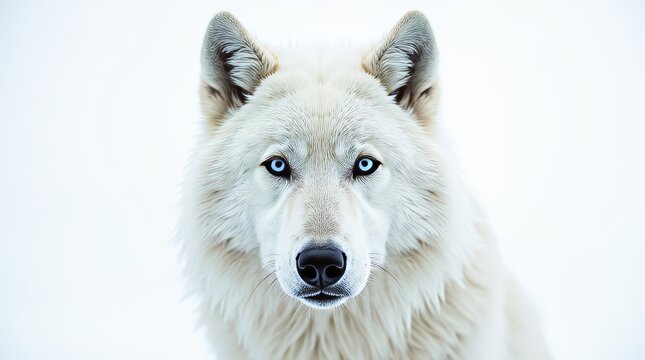 Detailed Close-Up Portrait of a White Wolf