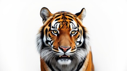 Obraz premium Close-Up Portrait of a Tiger on White Background