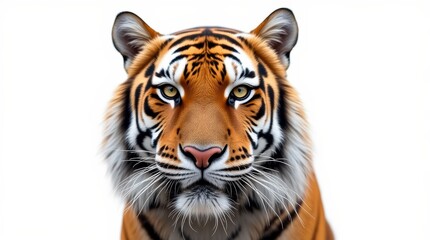 Obraz premium Close-up Portrait of a Tiger on White Background