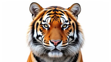 Obraz premium Close-up Portrait of a Tiger on White Background