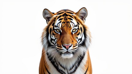 Obraz premium Close-up Portrait of a Tiger on White Background