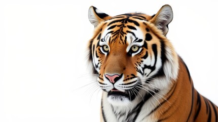 Fototapeta premium Close-up Portrait of a Tiger on White Background
