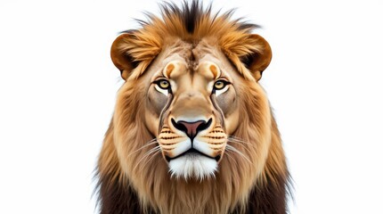Fototapeta premium Close-up Portrait of a Lion on White Background
