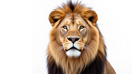 Fototapeta premium Close-up Portrait of a Lion on White Background