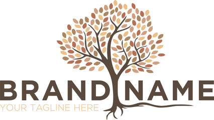 Autumn tree logo, vector art illustration logo design