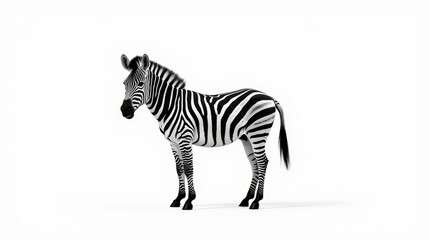 Fototapeta premium Distant Zebra Portrait on White Background
