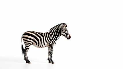 Fototapeta premium Distant Zebra Portrait on White Background
