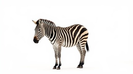 Fototapeta premium Distant Zebra Portrait on White Background