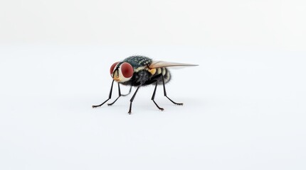 Fototapeta premium Close-up Portrait of a Housefly on White Background