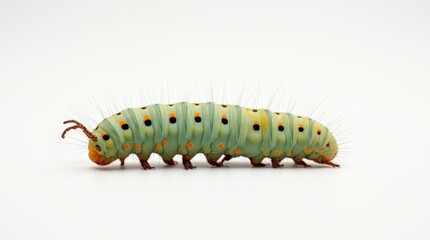 Elongated Caterpillar Portrait on White Background