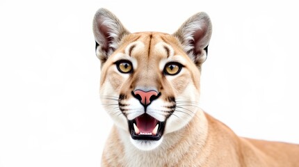 Obraz premium Puma Close-Up Portrait on White Background