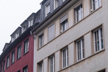 Residential buildings showing different architectural styles and colors in germany