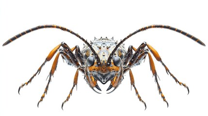 Fototapeta premium Detailed Closeup of a Metallic Orange and Black Ant