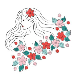 Blooming Beauty: A Woman Surrounded by Flowers
