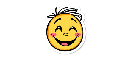 Smiling face png sticker, emoticon doodle, transparent background, detailed. isolated with white shades
