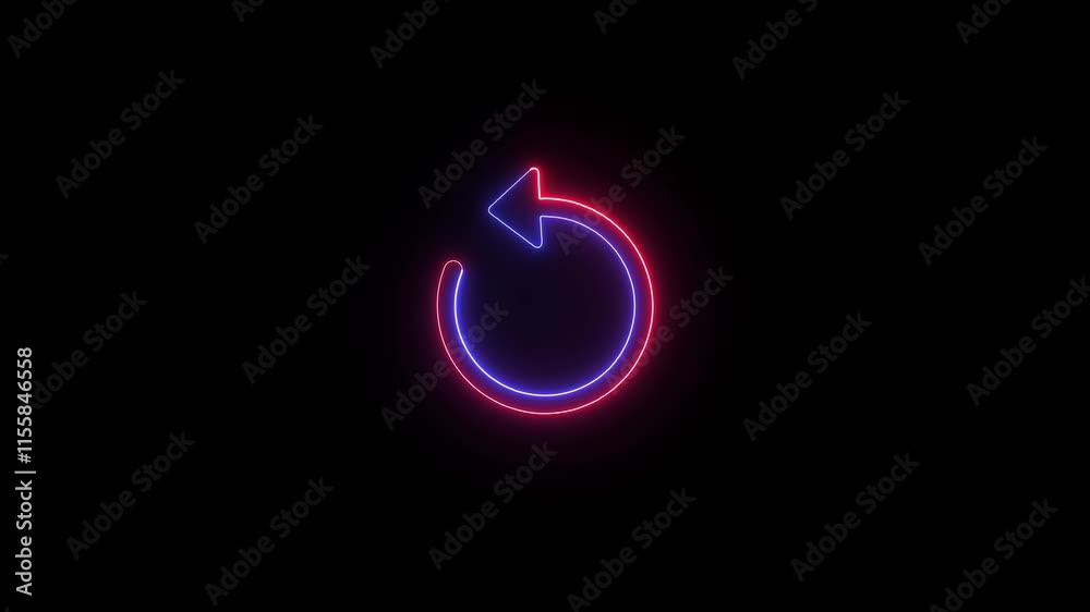 Poster neon glowing refresh button with retry animation and dynamic lighting effect. try again concept.