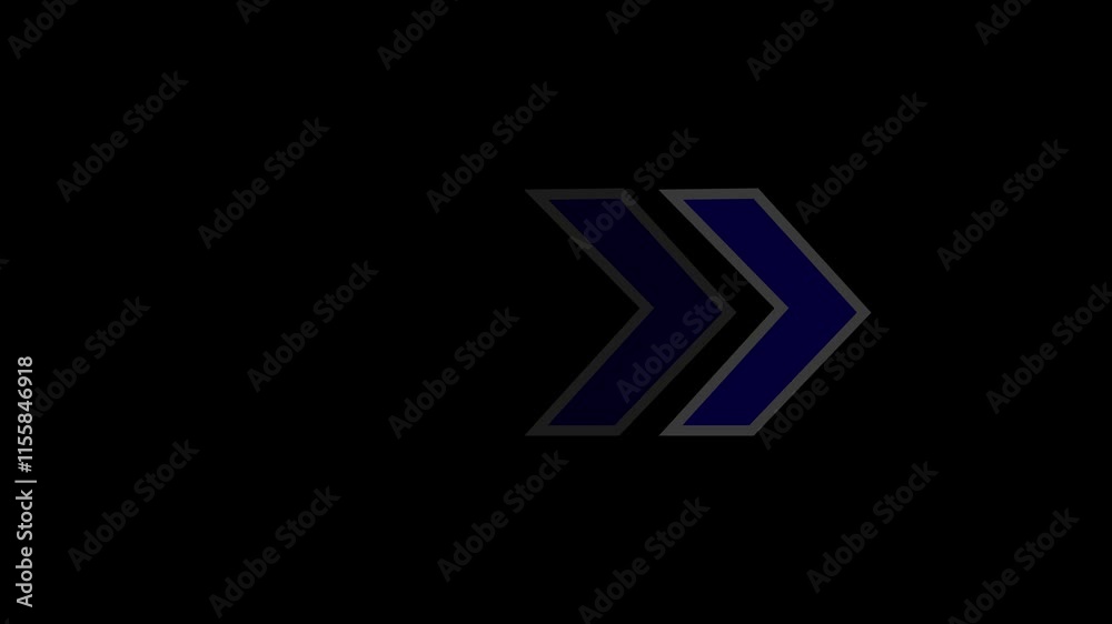 Poster animated looping arrows with blinking navigation for video overlay.