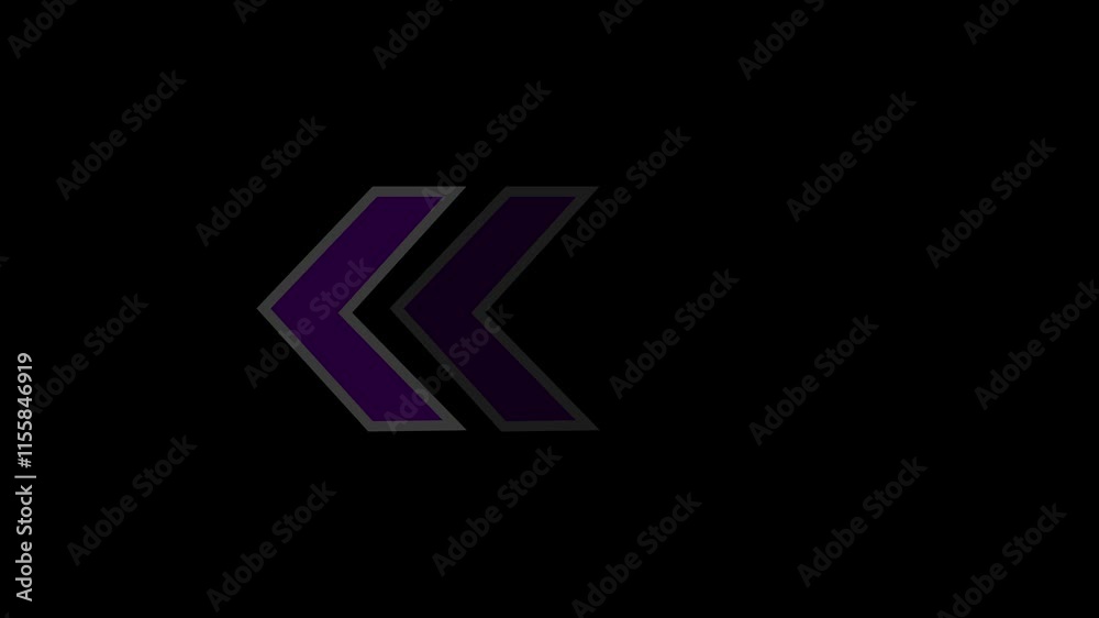 Poster directional arrow loop animation with blinking arrows for navigation and video overlay.