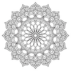 Mandala flower for adult coloring book.