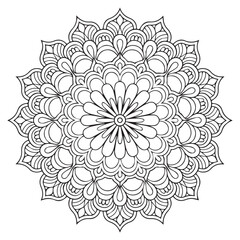 Mandala flower for adult coloring book.