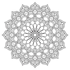 Mandala flower for adult coloring book.