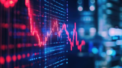 Fototapeta premium Digital Financial Growth Chart with Upward Trend