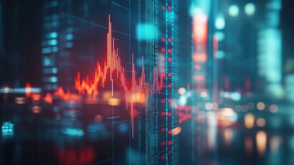 Fototapeta premium Digital Financial Growth Chart with Upward Trend