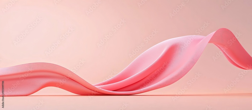 Poster 3d illustration of flowing pink fabric creating a smooth abstract background with space for text or 