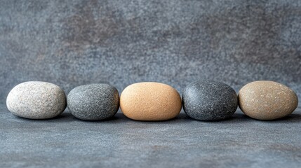 Row of stone pebbles for design and presentation. Spa,  meditation background
