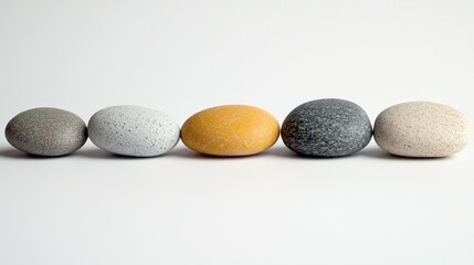 Row of stone pebbles for design and presentation. Spa,  meditation background