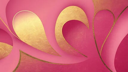Romantic Pink and Gold Hearts Design Background