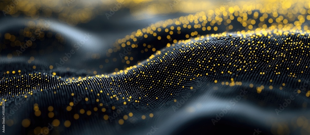 Poster black electron scattering in microchip particles abstract background with copyspace for text and gol