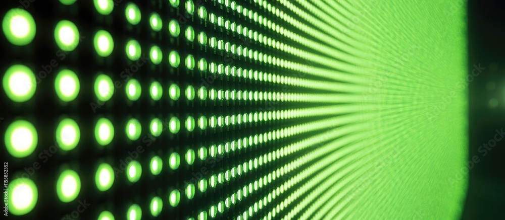 Poster abstract green digital matrix background with radiant dots and copy space for text or design element