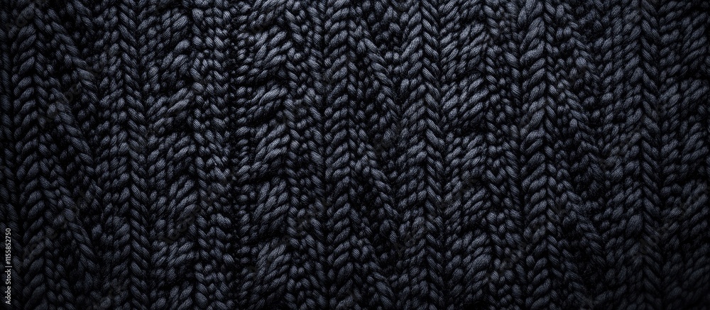 Poster textured black knitting background with intricate patterns and minimal space for custom text or grap