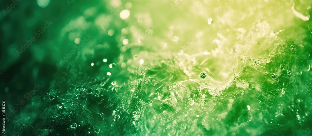 Poster vivid green holographic distortion abstract texture with fluid patterns and space for text in graphi