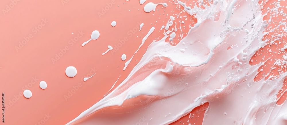 Poster peach color splash abstract background with fluid shapes and blank space for text or design elements