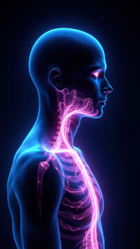 Vagus Nerve Stimulation with anatomical illustration of human head and neck.