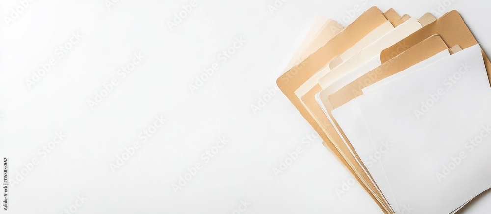 Poster bracket notation for organizing folders on clean white background with space for text or branding el